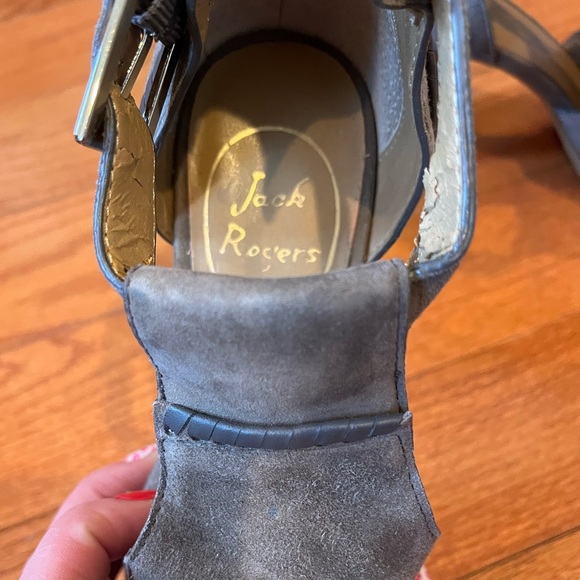 Jack Rogers Gray Suede Heeled Sandals - Picture 5 of 9